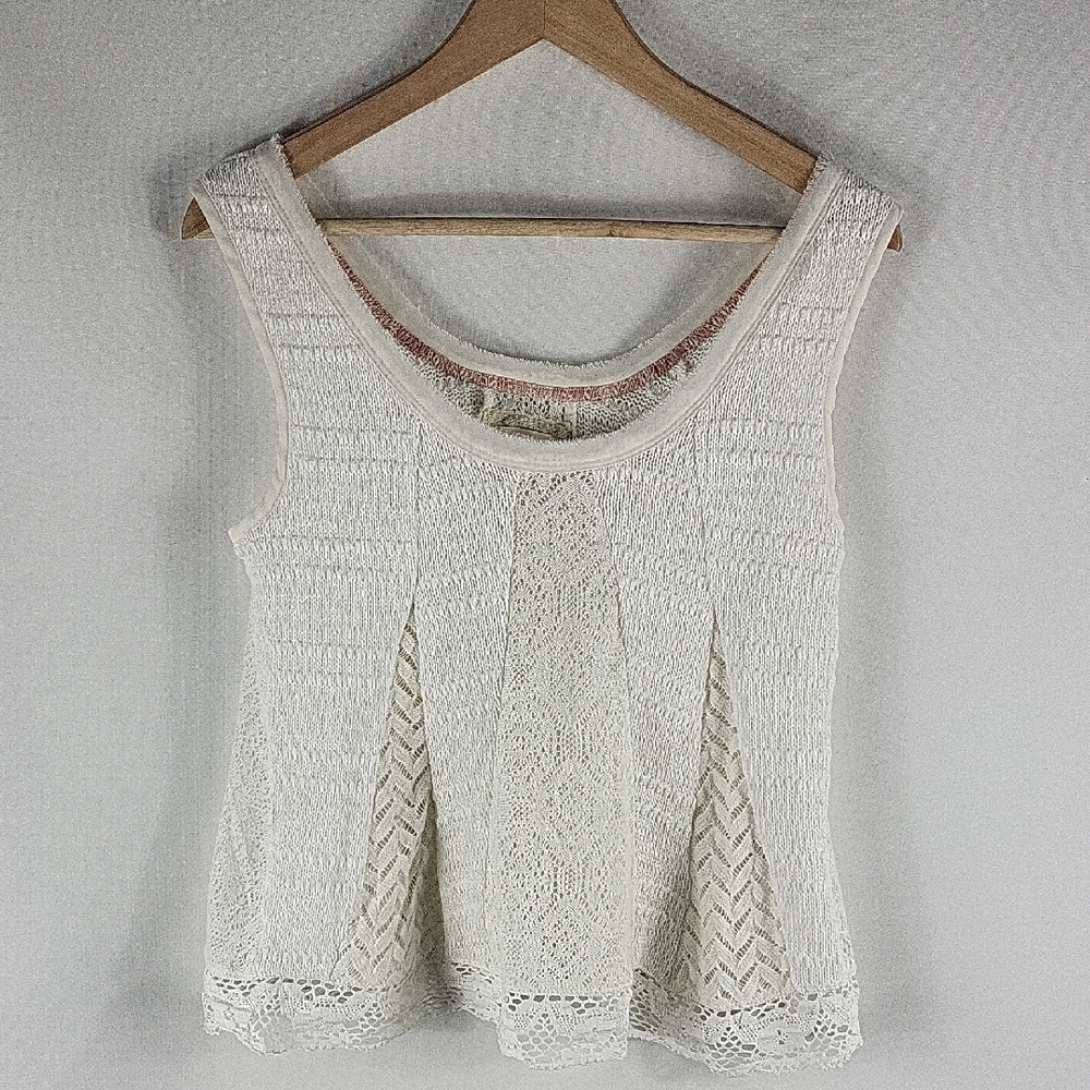 Cream Crochet Lace Tank by Meadow Rue